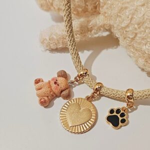 Adjustable Round Cord Dog Necklace - Beige