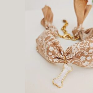 Bandana Style Dog Necklace - Beige