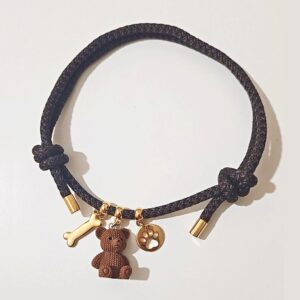 Adjustable Round Cord Dog Necklace – Brown